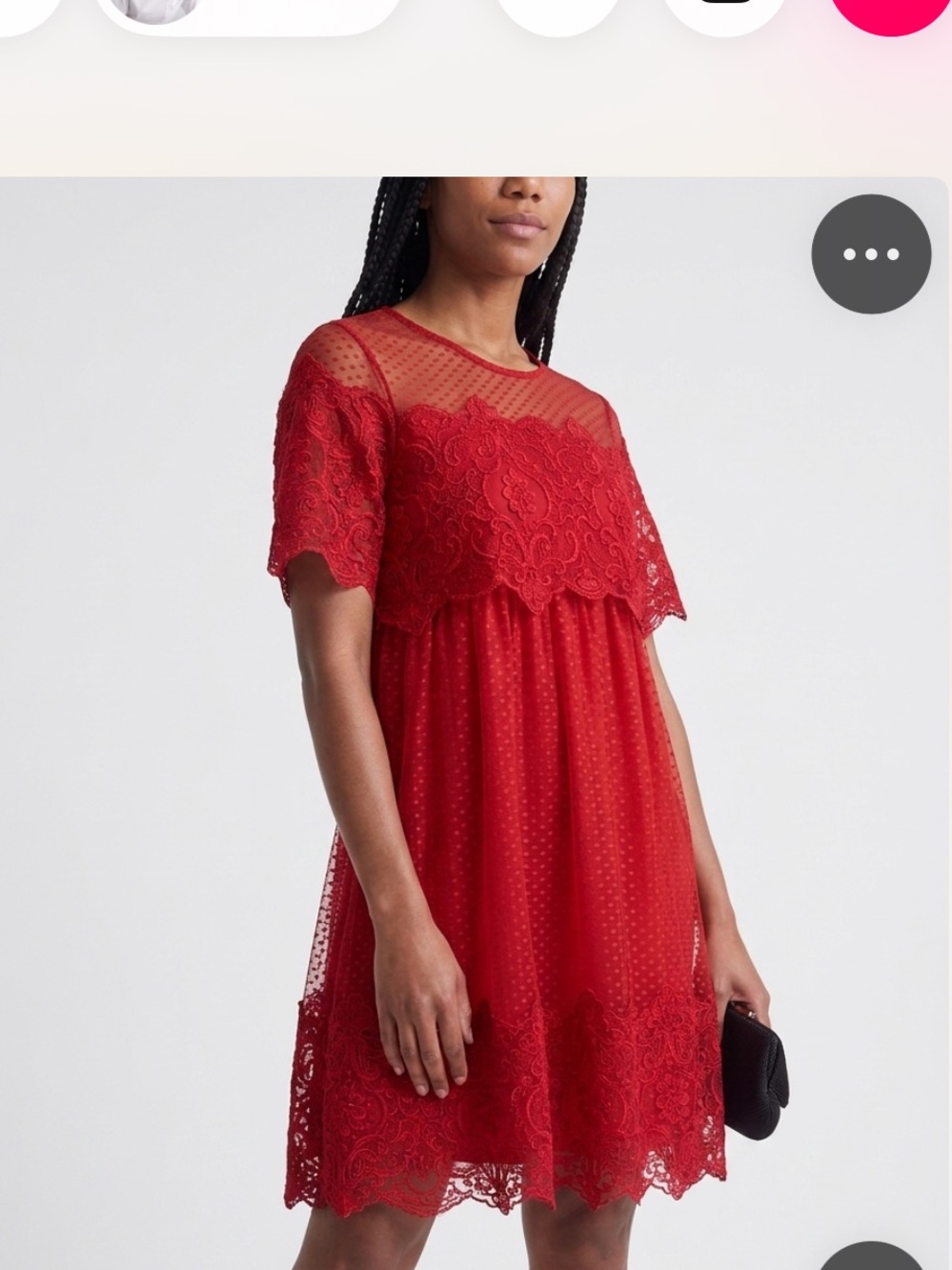 My Twins Elegant Red Lace Overlay Formal Dress for Women. Ptp 18 inch